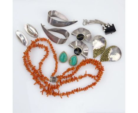 Twelve (12) Piece Vintage  Jewelry Lot Including; Three (3) Pair of Sterling Silver Earrings; A Pair of Sterling Silver and T