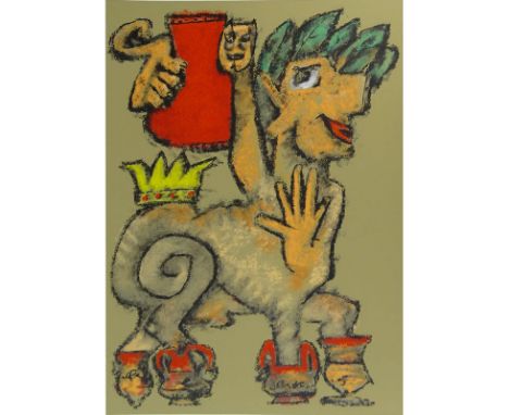 Roberto Matta, Chilean (1911-2002) Color lithograph "Idolo". Signed in pencil with monogram. Numbered 31/99. Light foxing or 