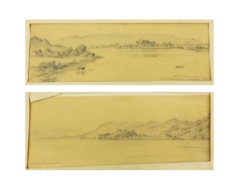 Eduard Winkler, German (1884-1978) Two (2) pencil drawings "Landscapes". Signed and titled. Toning, light foxing from age. Me