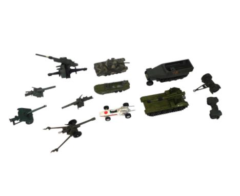 Dinky, Corgi and other diecast military vehicles, including a Dinky Toys Chieftain tank, a Dinky Toys 7.5cm tank destroyer, a
