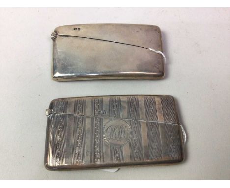 TWO SILVER CARD CASES, of oblong form, one with engine turned decoration Qty: 2