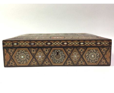 MIDDLE EASTERN BOX,  with mother of pearl and ivory inlay and geometric designsThis lot contains elephant ivory material. Sev