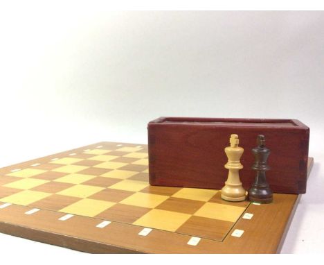 MODERN WOOD CHESS SET, with board50cm x 50cm