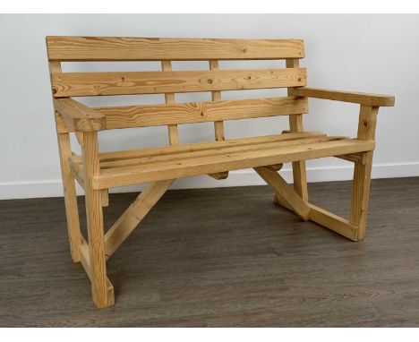 PINE GARDEN BENCH SEAT, with slated back amd seat86cm x 125cm 