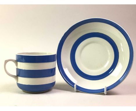 CORNISH WARE TEA SERVICE, comprising four cups and saucers, milk jug and sugar bowl and one egg cup