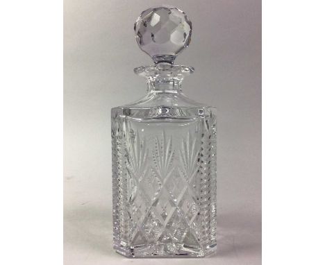 CRYSTAL DECANTER, AND OTHER CRYSTAL WARE  including a candy dish, vases and ash trays