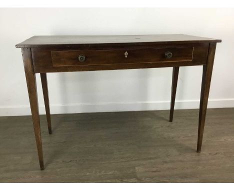 MAHOGANY HALL TABLE, 19TH CENTURY  with single drawer and ivory escutcheonsThis lot contains elephant ivory material. Several