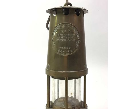 MINERS LAMP, AND A BRASS LANTERN  the lamp maker EcclesQty: 2