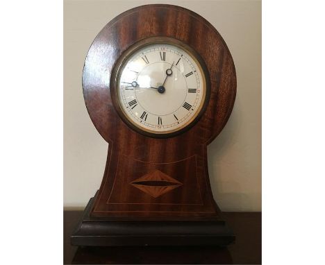 Edwardian mahogany balloon shape mantle clock 24cms high