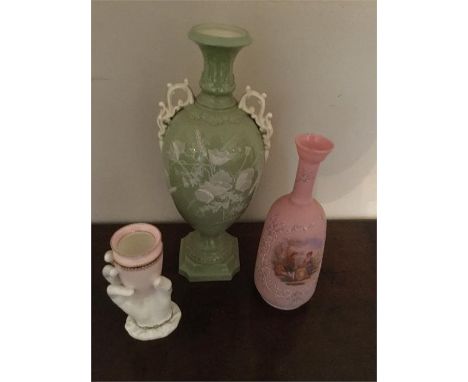 Three vases inc Royal Worcester hand (chip)