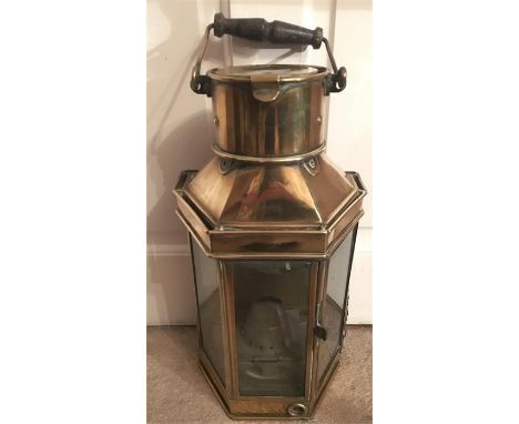 Bulpitt and Sons Ltd. brass yacht cabin oil lantern 41cm high