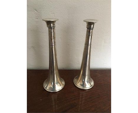 Pair hunting horn pepperettes 1913 Northern Goldsmiths Co. 3.7 ozt