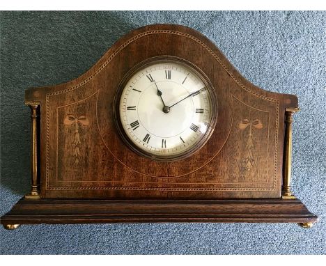 Inlaid Edwardian mahogany mantle clock