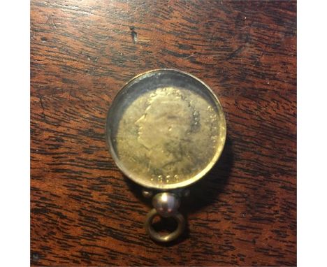 George IV 1826? gold sovereign with enamel decoration in 9ct gold mount