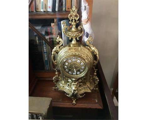 Brass 19th c mantle clock with French movement