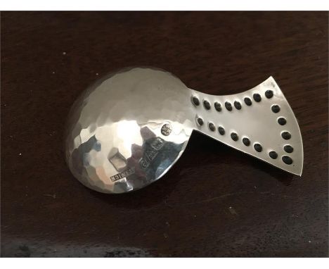 Keswick Guild caddy spoon with planished b bowl and bead decoration Chester 1928 by Keswick School of Industrial Arts.