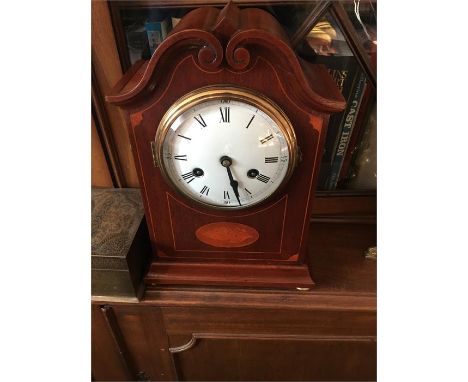 Edwardian inlaid mahogany mantle clock