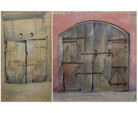 John Hutchinson ( Northern British 1935-2018 ): 'Old Gate' and 'Door in Campiello D. Remer', two watercolour studies signed a