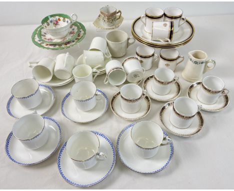 A box of assorted vintage ceramics, mostly porcelain coffee cups and saucers. To include 5 coffee cans and 3 side plates by S
