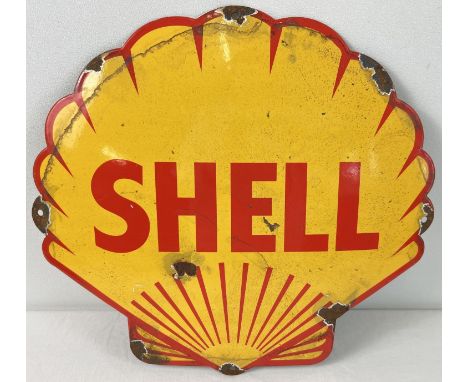 An enamel advertising Shell wall sign. Approx. 33cm tall x 35cm wide. 