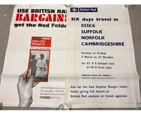 2 vintage 1960's British Railway posters. One advertising the Inter-City Bargains red folder for 1967 and the other for the E
