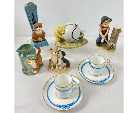A collection of ceramic and resin figures, tea ware &amp; ornaments. To include Border Fine Arts Comic and Curious Cats A3561
