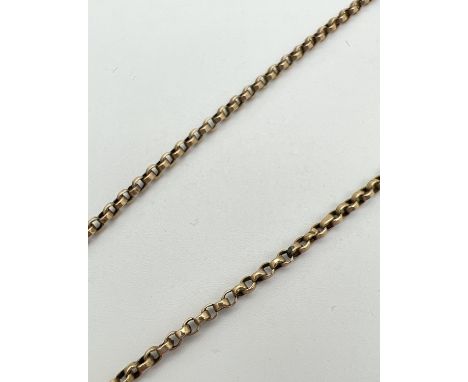 A 9ct gold belcher chain with engine turned push clasp, for scrap or repair. Total weight approx. 5.2g. 