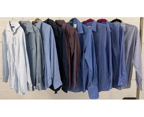 9 men's vintage and modern shirts, in shades of blue, in varying sizes. To include examples by Daniel Hechter, Originals, Chr