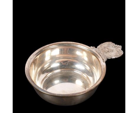 REED & BARTON - a sterling silver porringer, with embossed cast handle, height 43mm, model no. X569, Francis I, 3.9oz 