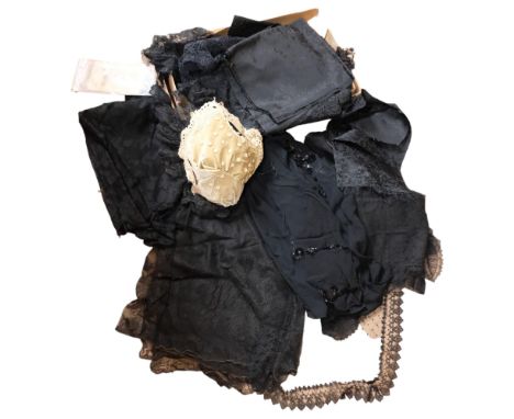 A quantity of Vintage lady's clothing, and material off-cuts 