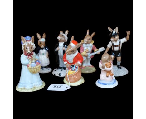 A group of 13 Vintage Royal Doulton Bunnykins figures, including Santa, H10.5cm 