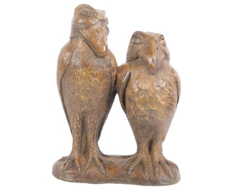 In the manner of Martin Brothers, a painted composite study of a double Wally bird, H31cm 