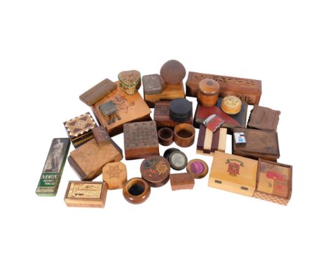A large collection of various Vintage wooden boxes, trinket boxes, etc 