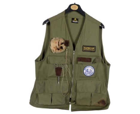 A Vintage men's J Barbour & Sons Ltd fishing gilet, together with a selection of fishing accessories and itemsNo size but pit