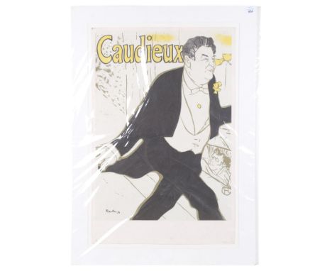 2 Vintage mid-century style French prints, depicting theatrical characters, unframed with card border, largest 90cm x 64cm (2