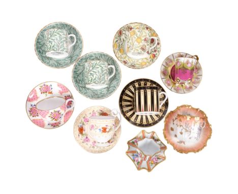 A group of various cabinet cups and saucers, to include many Royal Worcester, William Morris, Limoges, etc (9 sets) 