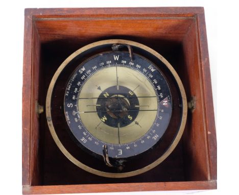 Yacht-Type P2 nos. 220H early 20th century gimballed ship's compass, original teak case 