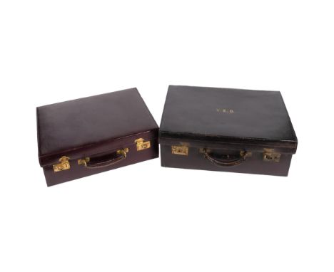 MAPPIN & WEBB - a 20th century leather vanity case, partially fitted, W46cm (no key), and a 20th century leather vanity case,