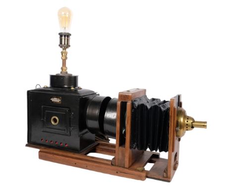 A table lamp converted from an original Antique magic lantern, with PAT test, L64cm overall 