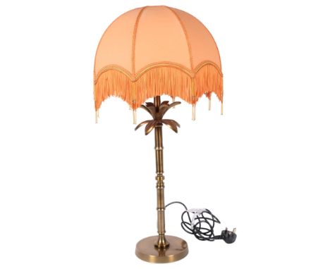 A Hollywood Regency style brass palm tree table lamp with shade, H65cm 