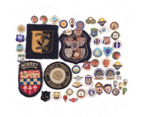 A collection of various enamel and other badges (mainly bowls clubs), etc 