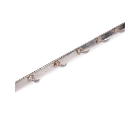 A Vintage chrome wall-hanging butcher's rack, a total of 15 hooks, L166cm 
