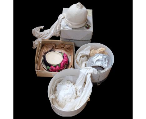 A selection of Vintage lady's hats, including several from Liberty of London, and Fortnum & Mason Ltd of London, in associate