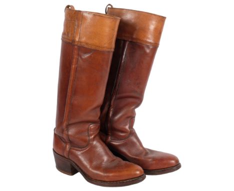 A pair of two-tone Vintage leather riding boots, H45cm 