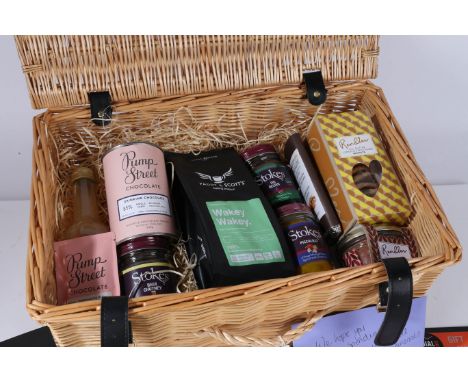 A food hamper to include Chutney's, biscuits etc together with various vouchers to include Applaud Cofffee, Loveone, Hopsters