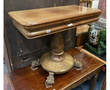 WALNUT CARD TABLE WITH BULL &amp; CLAW FEET