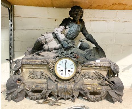 SPELTER FIGUREAL CLOCK - A/F