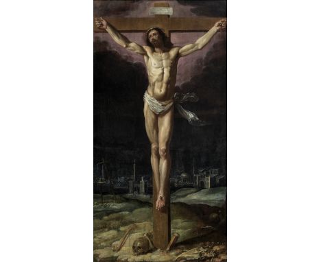 Monogrammist F. M. (active North Netherlands, 17th Century)The Crucifixion signed with monogram and dated 'F.M 16.11'oil on p