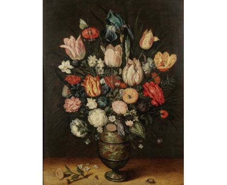 Studio of Jan Brueghel the Younger (Antwerp 1601-1678)An iris, tulips, narcissi, roses and other flowers in a bloodstone vase