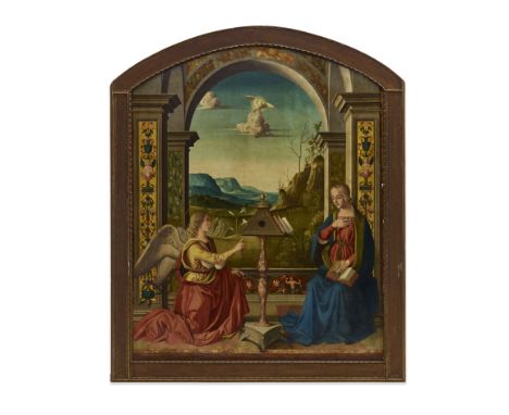 Marco Palmezzano (Forli 1460-1539)The Annunciation oil on canvas, arched top218.3 x 175.5cm (85 15/16 x 69 1/8in).Footnotes:P